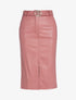Jupe fourreau midi en simili - Rose - 1