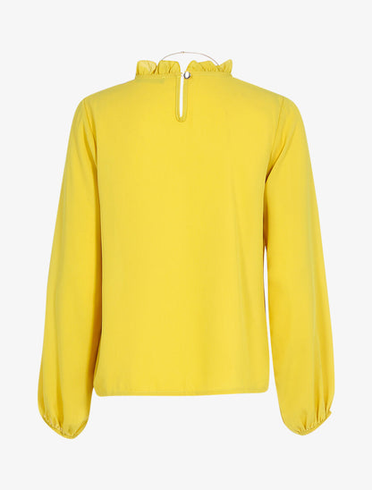 Blouse transparente à encolure volantée - Jaune - 2