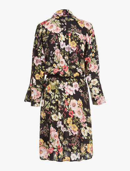 Robe chemise longue imprimée - Noir - 2