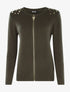 Gilet zippé à épaules cloutées - Gris clair chiné/doré - 1