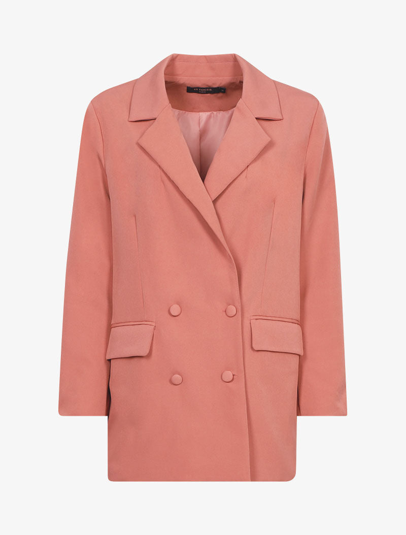 Blazer coupe ample à fermeture croisée - Rose - 1