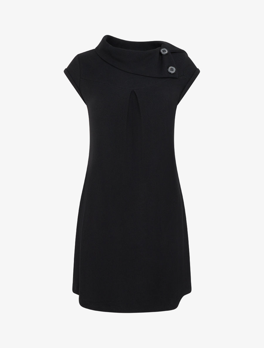 Robe-pull col tombant boutonné - Noir - 1