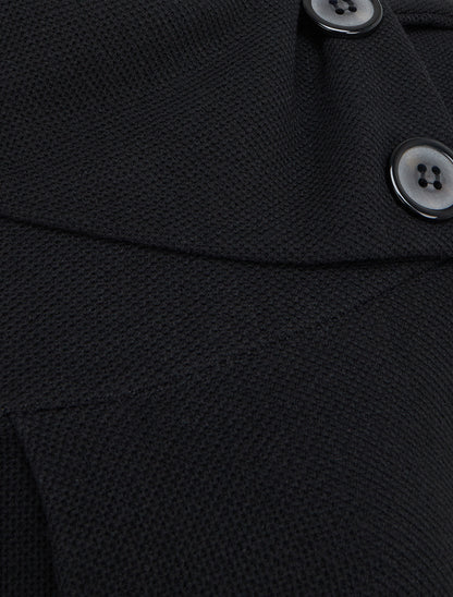 Robe-pull col tombant boutonné - Noir - 3