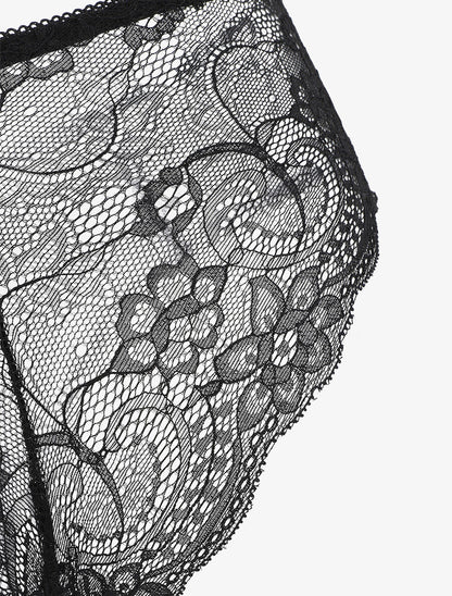 Ensemble push up en dentelle à motif floral - Noir - 4
