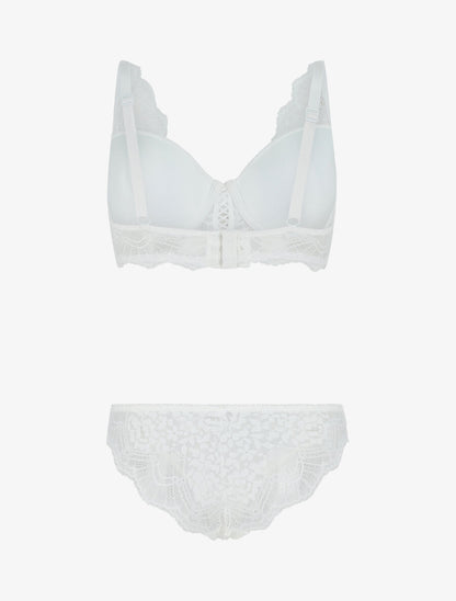 Ensemble push up en dentelle à détail noeud - Blanc - 2
