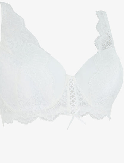 Ensemble push up en dentelle à détail noeud - Blanc - 3