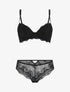 Ensemble push up en dentelle fantaisie - Noir - 1