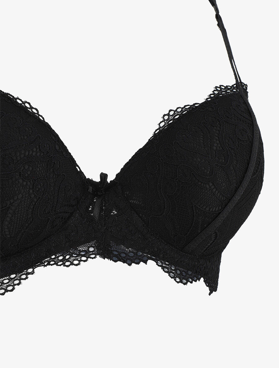 Ensemble push up en dentelle fantaisie - Noir - 3