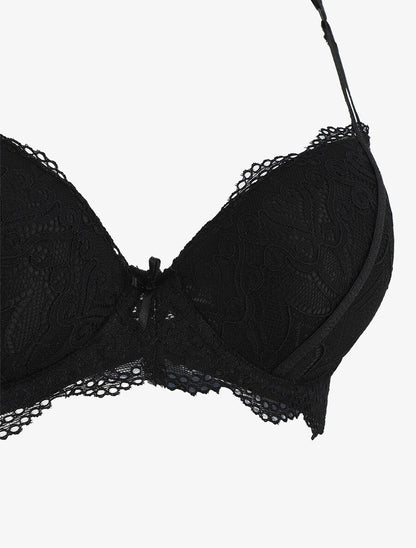 Ensemble push up en dentelle fantaisie - Noir - 3