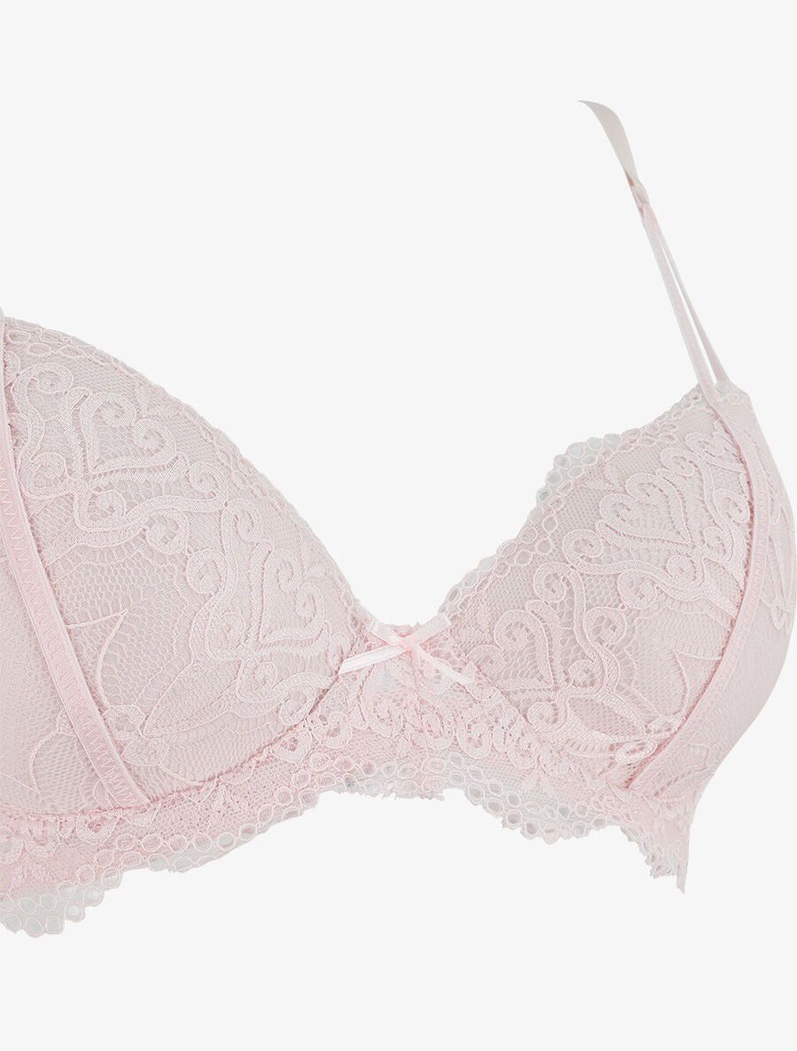 Ensemble push up en dentelle fantaisie - Rose - 4