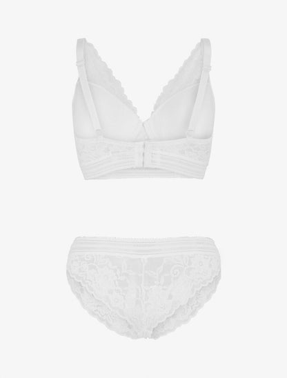 Ensemble push up uni en dentelle - Blanc - 2