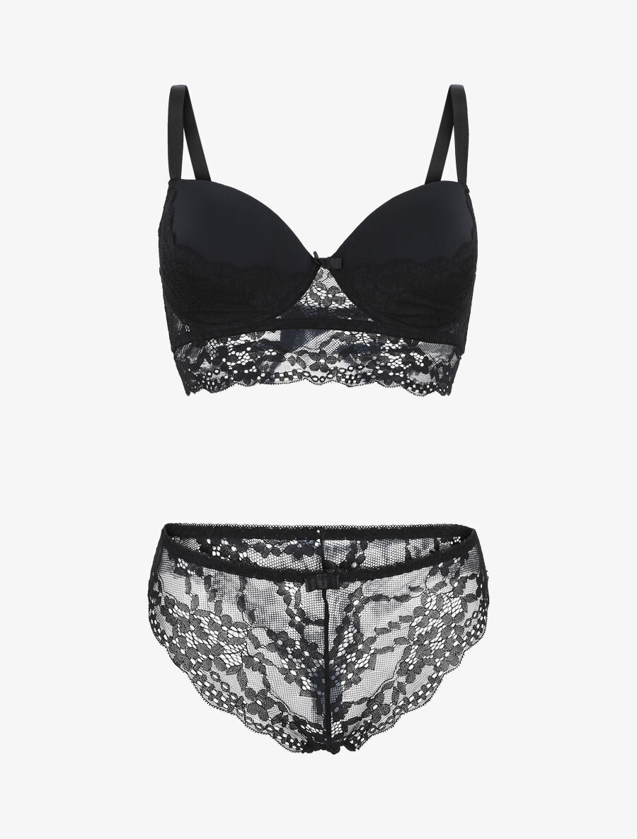 Ensemble push up et bande en dentelle - Noir - 4