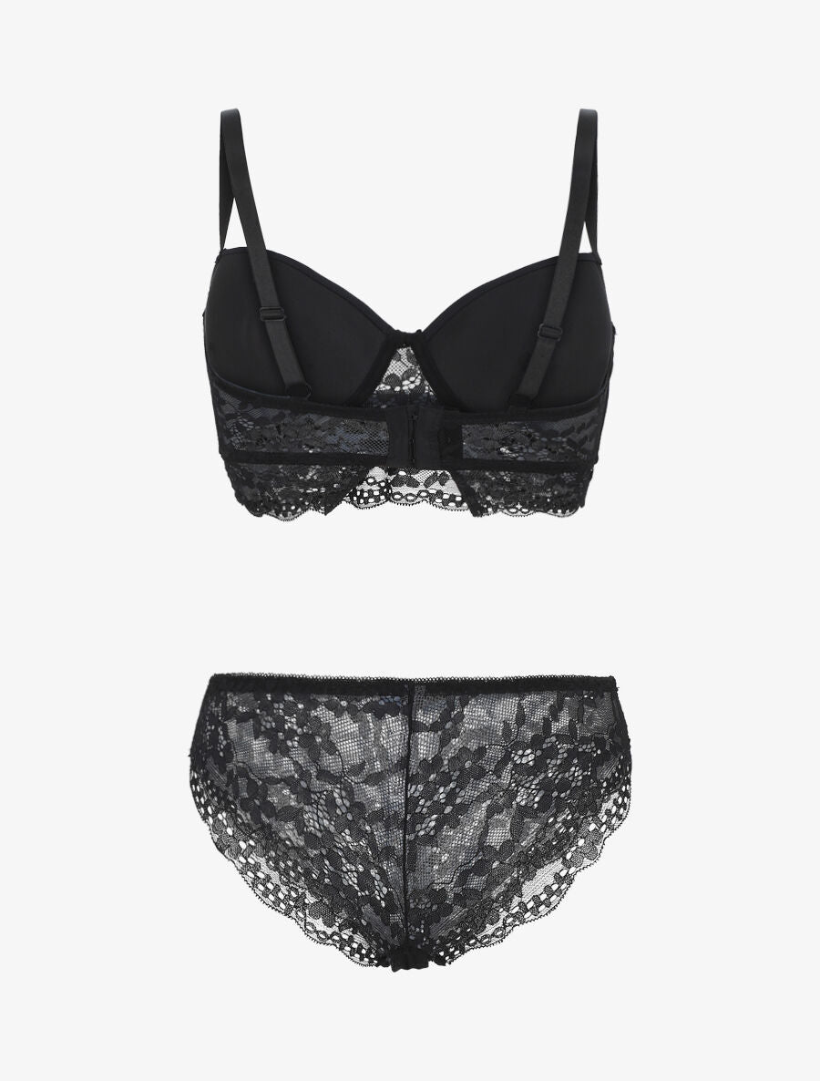 Ensemble push up et bande en dentelle - Noir - 2