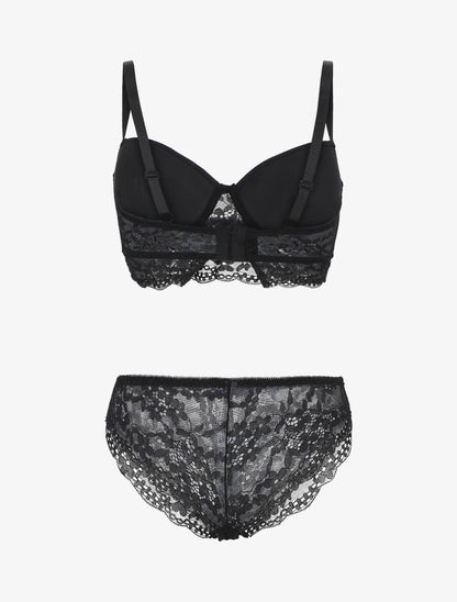 Ensemble push up et bande en dentelle - Noir - 2