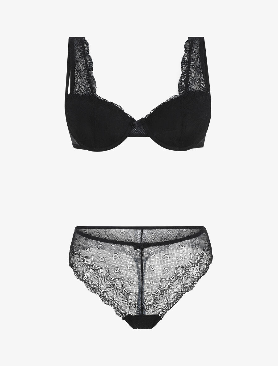 Ensemble push up en dentelle - Noir - 5
