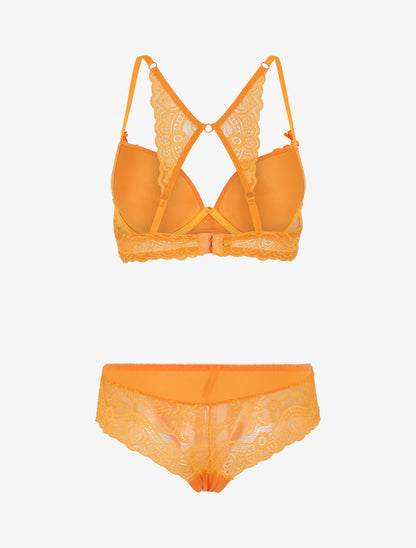 Ensemble push up dos nageur en dentelle - Orange - 2