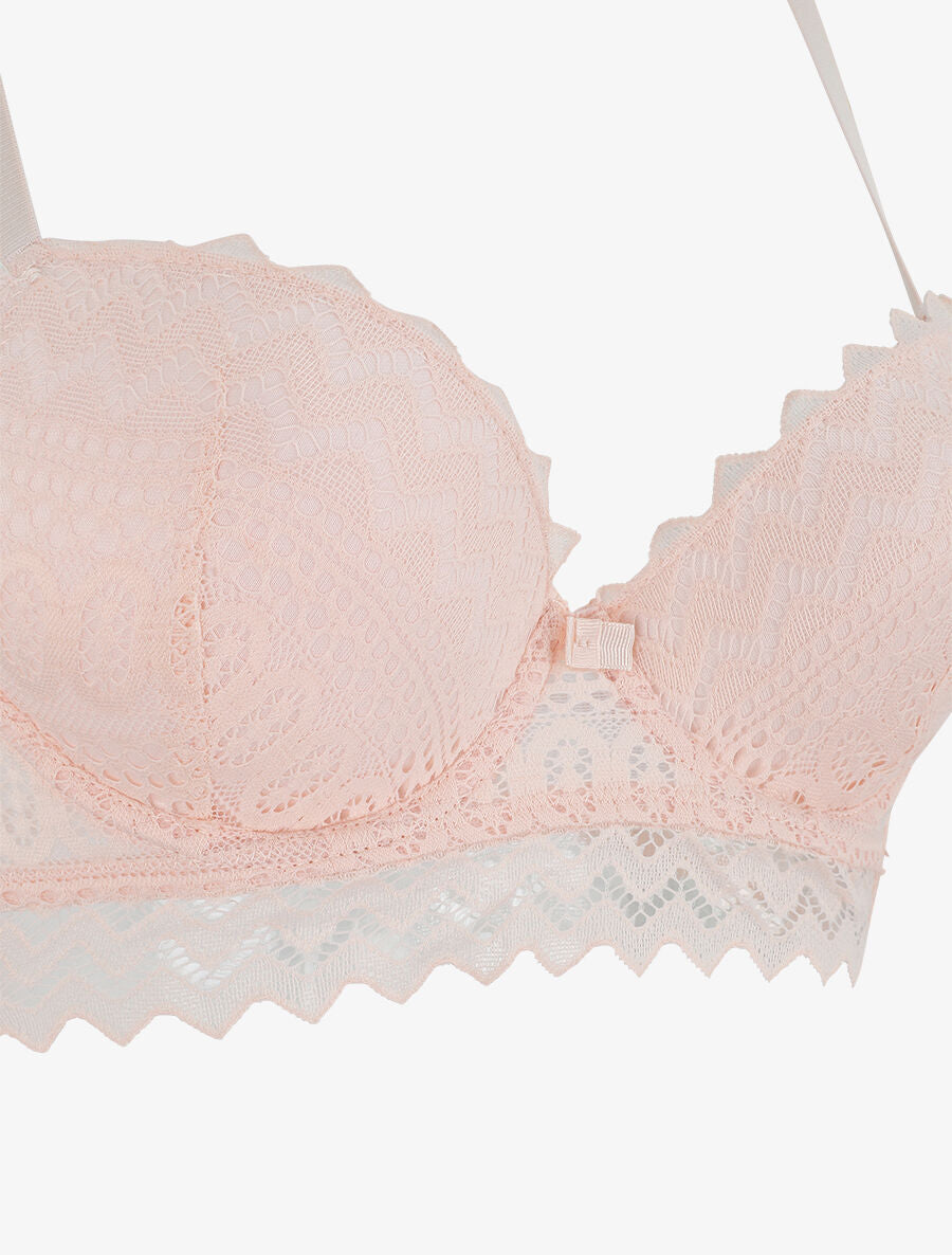 Ensemble push up bande en dentelle - Rose - 4