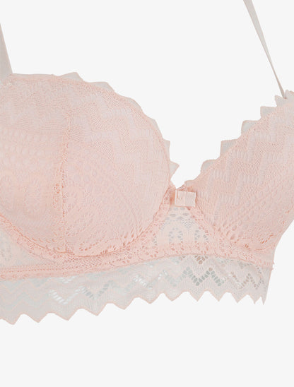 Ensemble push up bande en dentelle - Rose - 4