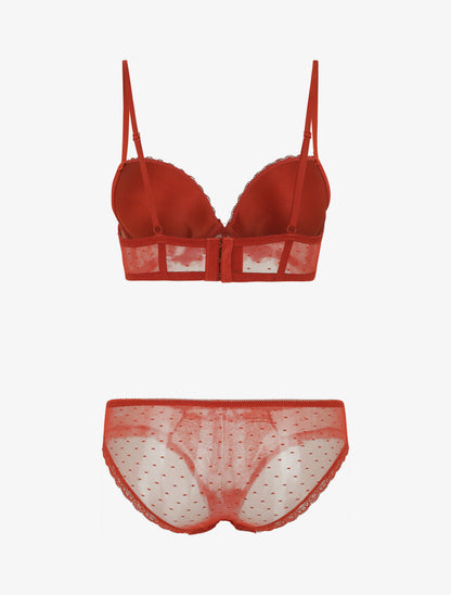 Ensemble push up bande en dentelle et noeud - Rouille - 3