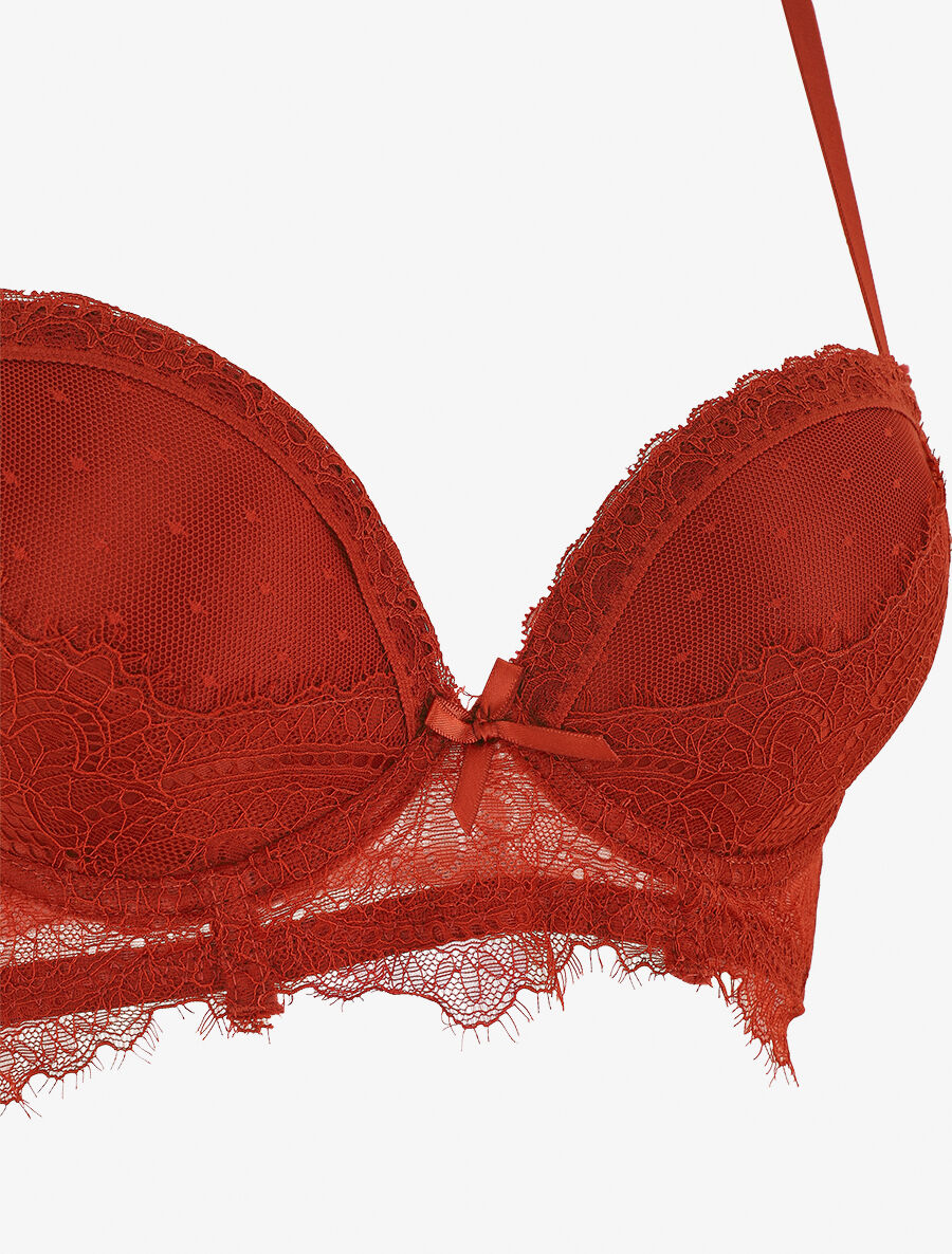 Ensemble push up bande en dentelle et noeud - Rouille - 4