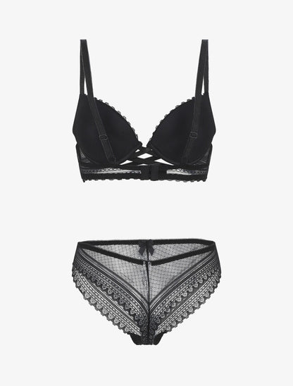 Ensemble push up texturé en dentelle - Noir - 2