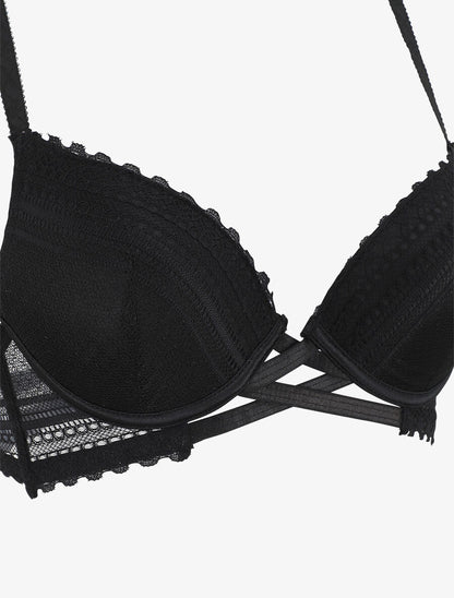 Ensemble push up texturé en dentelle - Noir - 3