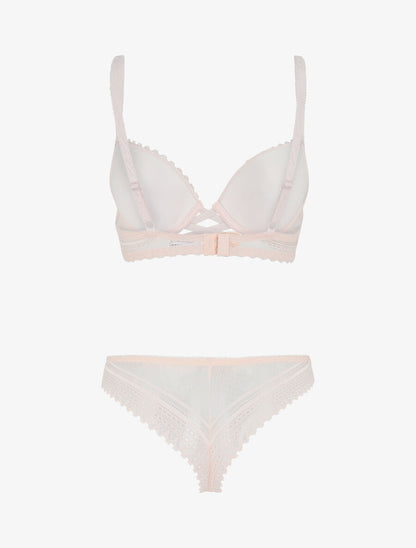 Ensemble push up texturé en dentelle - Rose - 3