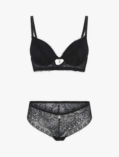 Ensemble dentelle à bijoux strass - Noir - 5
