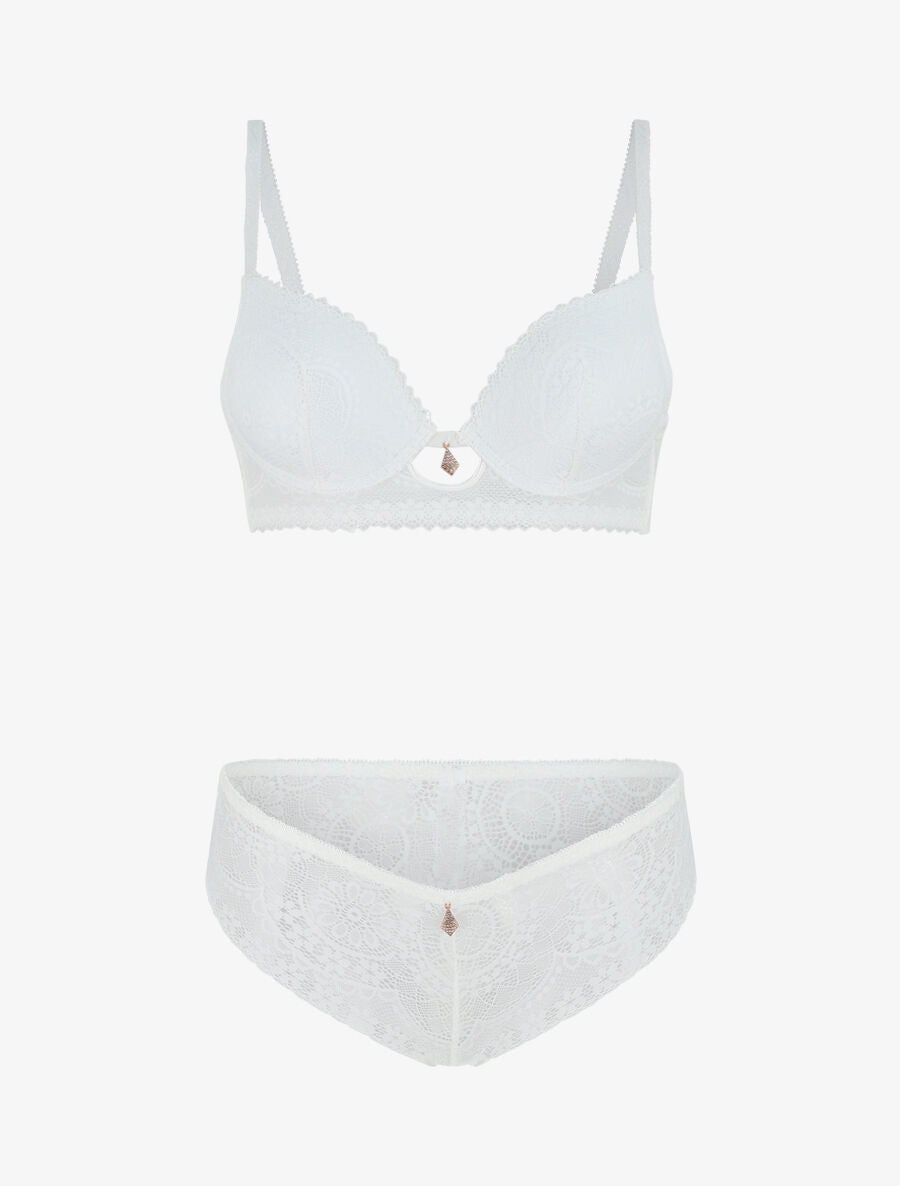 Ensemble dentelle à bijoux strass - Blanc - 4