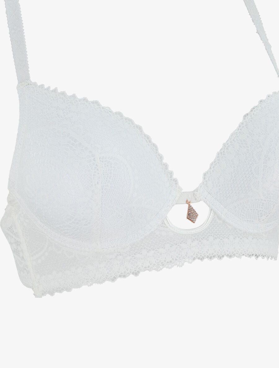 Ensemble dentelle à bijoux strass - Blanc - 3