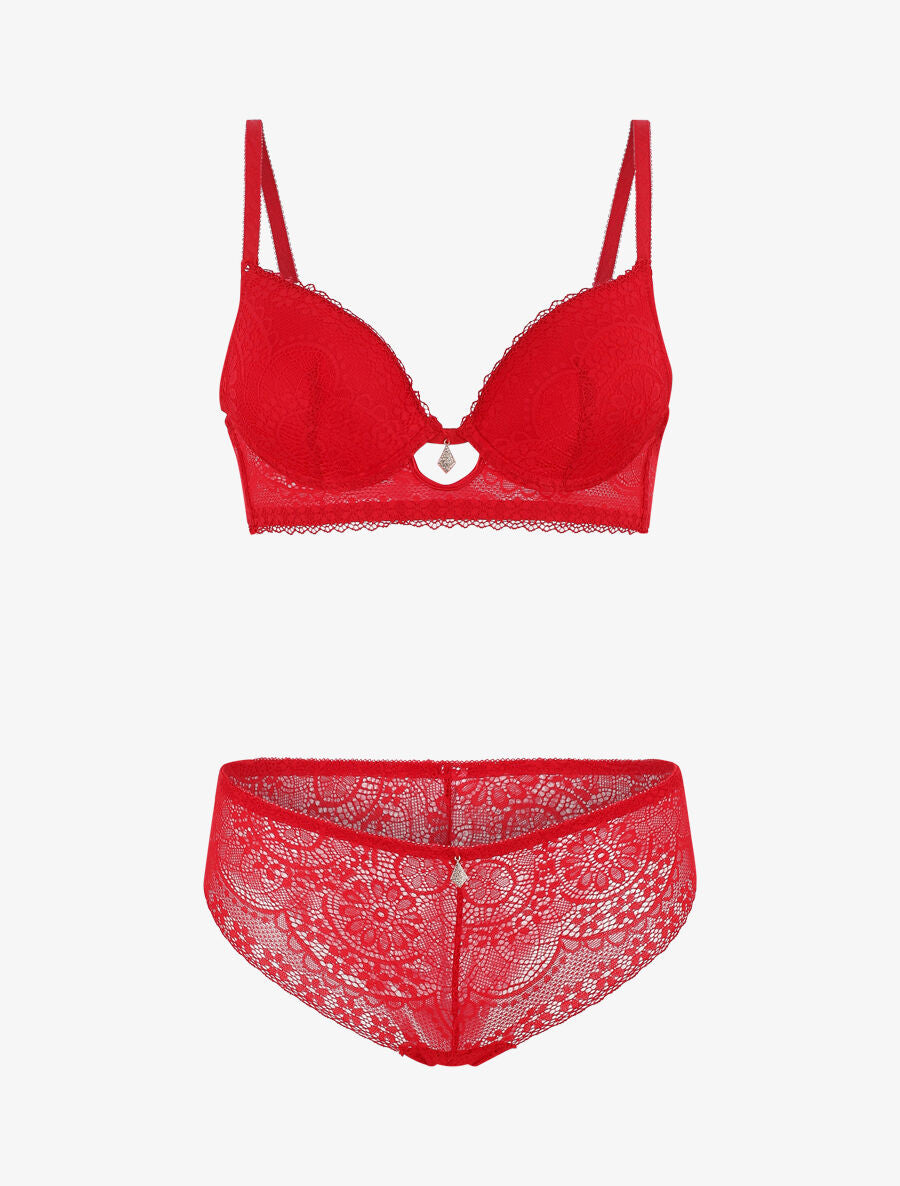Ensemble dentelle à bijoux strass - Rouge - 1