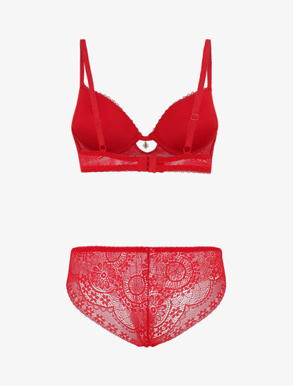 Ensemble dentelle à bijoux strass - Rouge - 2