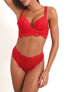 Ensemble push up bande en dentelle - Rouge - 1