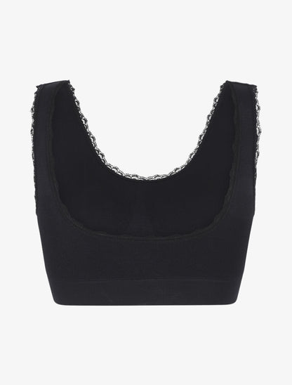 Brassière à détail dentelle et coussinets amovibles - Noir - 2