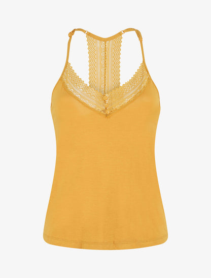 Ensemble pyjama en dentelle et boutons décoratifs - Jaune moutarde - 6