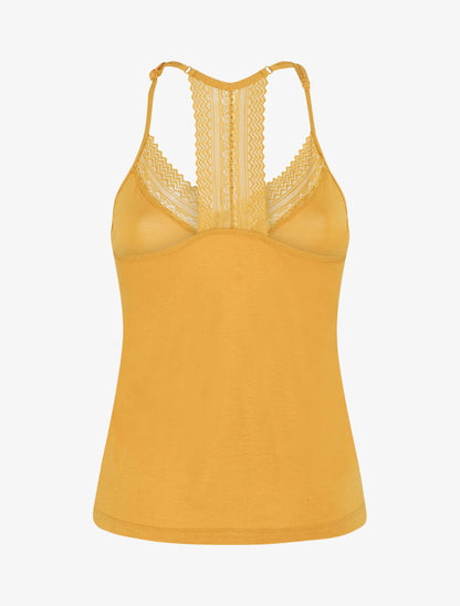 Ensemble pyjama en dentelle et boutons décoratifs - Jaune moutarde - 2