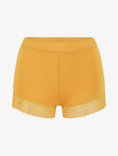 Ensemble pyjama en dentelle et boutons décoratifs - Jaune moutarde - 4