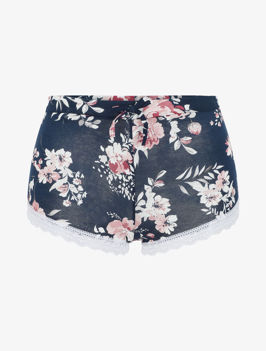 Ensemble pyjama en dentelle à motif floral - Marine - 4