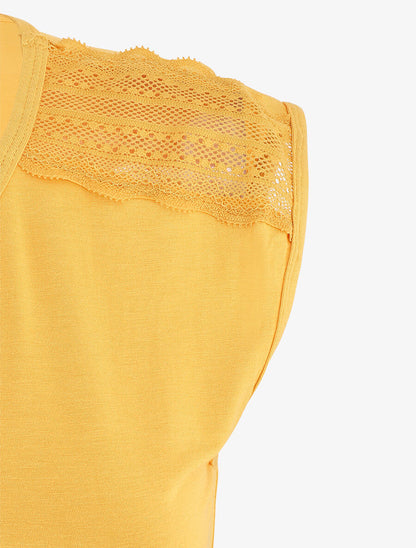 Robe pyjama unie - Jaune moutarde - 3