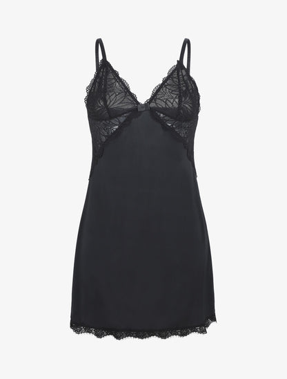 Robe nuisette à buste dentelle - Noir - 1