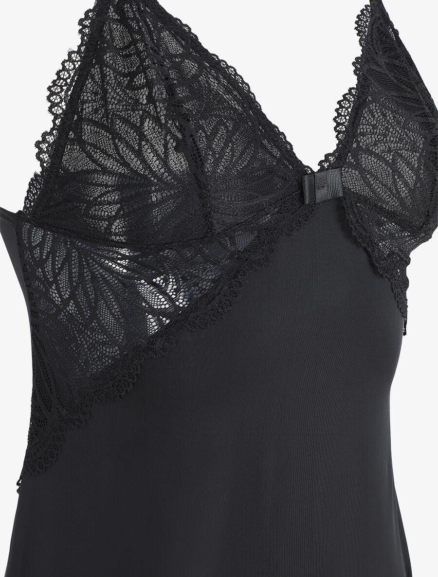 Robe nuisette à buste dentelle - Noir - 3