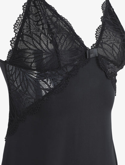 Robe nuisette à buste dentelle - Noir - 3
