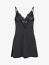 Robe nuisette unie et haut en dentelle - Noir - 1