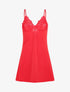 Robe nuisette unie et haut en dentelle - Rouge - 1