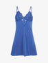 Robe nuisette unie et haut en dentelle - Marine - 4