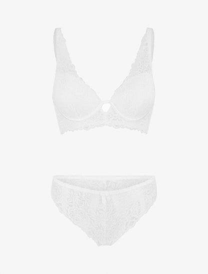 Ensemble push up bande en dentelle - Blanc - 2