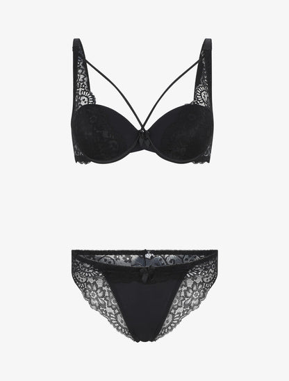 Ensemble push up en dentelle - Noir - 5