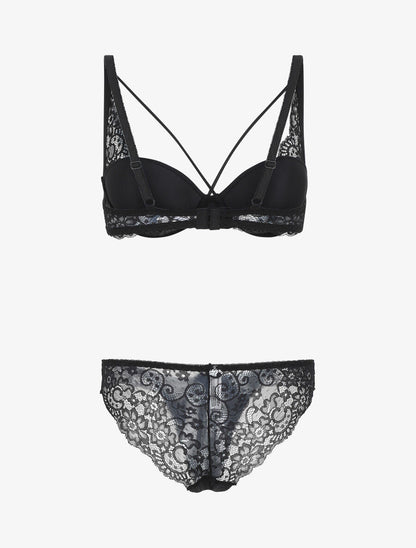 Ensemble push up en dentelle - Noir - 3