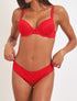 Ensemble push up à motif floral et dentelle - Rouge - 1