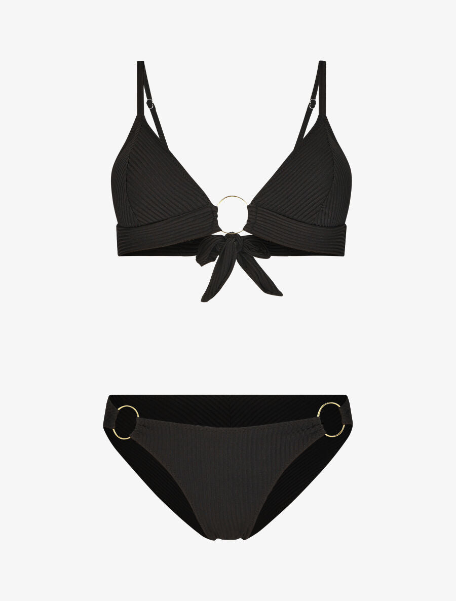 Bikini texturé à anneaux - Noir - 3